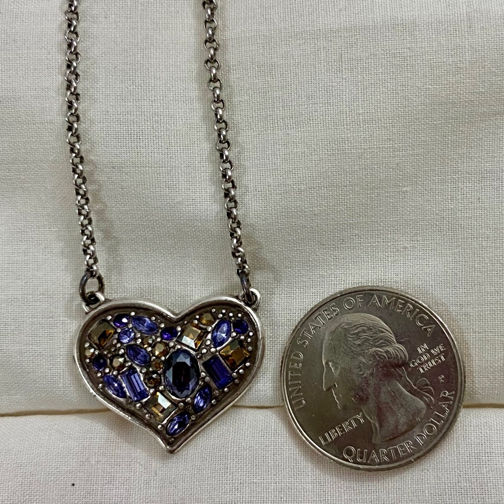 Brighton Be You The World Will Adjust Women Silver Purple Crystal Heart Necklace - Picture 2 of 12